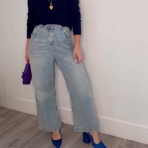 Zara Light Blue Wide Leg Jeans